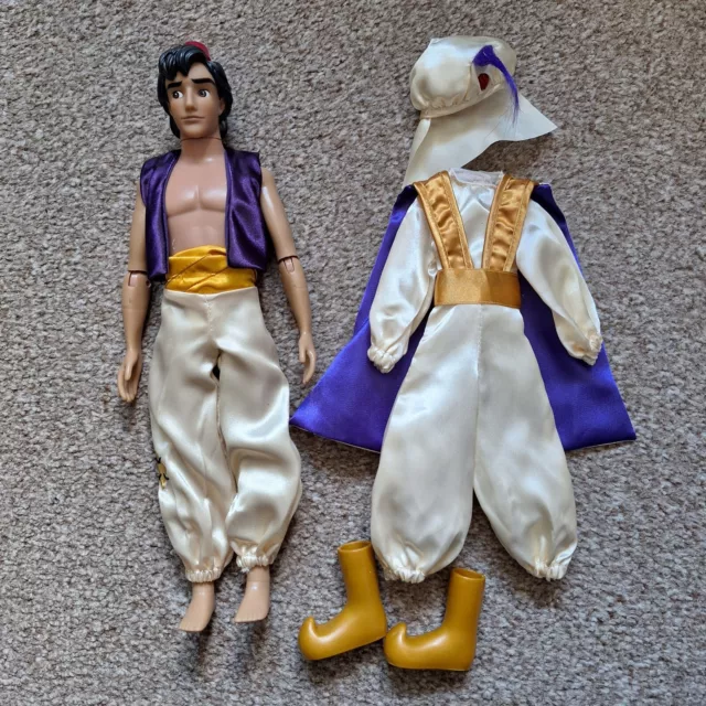 New Disney Store Classic Aladdin Doll With Extra Prince Ali Outfit