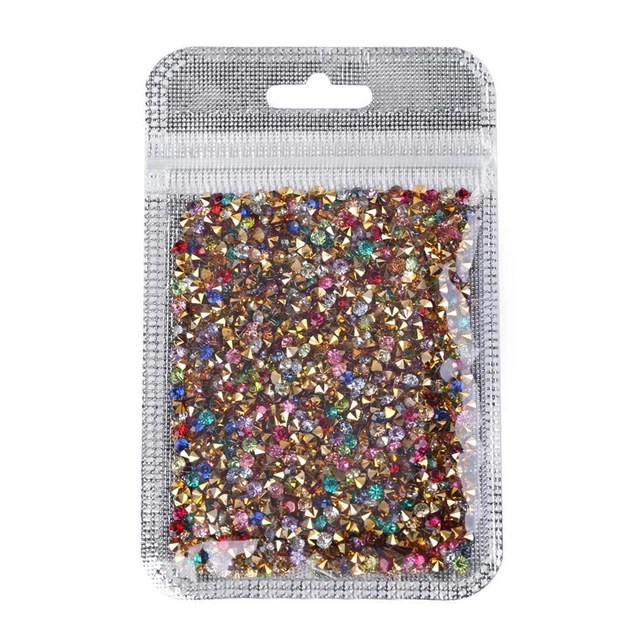 1000 Stück 3 mm Mixed Nail Art Strass Wunderschöne DIY Maniküre Charms (Gold)