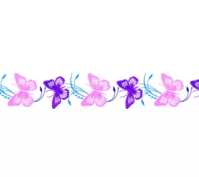 Diseño de borde de bordado de máquina. Patrón bordado de mariposa. Juego de motivos.