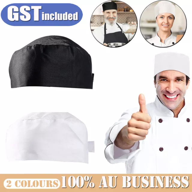 Kitchen Cooking Hat Breathable Mesh Top Skull Cap Catering Chef Hats Adjustable