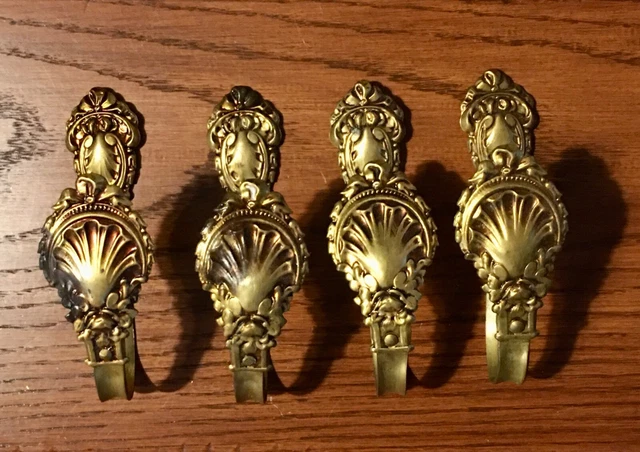 Set of 4 Spanish Brass Curtain Tiebacks, c. 1930 s