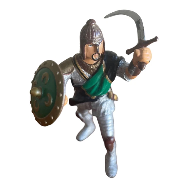 Papo Oriental Knight Green with Helmet Mongol Medieval PVC 4" Toy Figure Rare 🐙