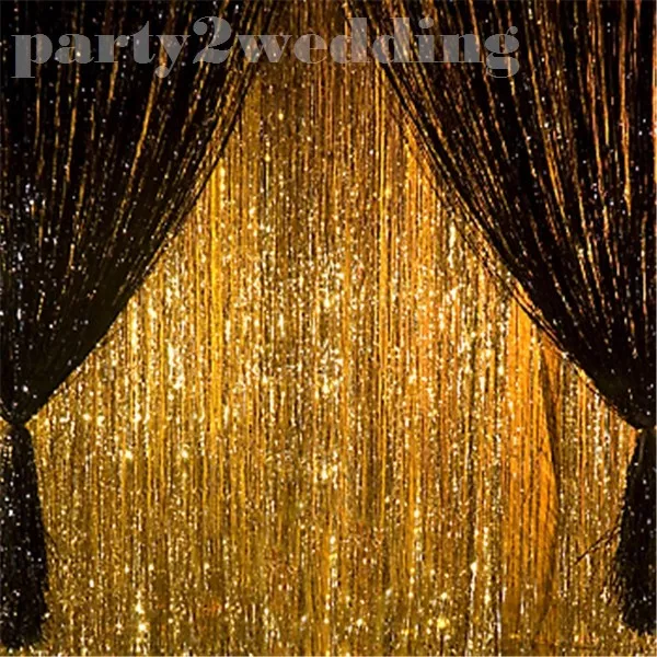 Metallic Tinsel Curtain Foil 1m 2m 3m 4m 5m Backdrop Function Party Decoration 2