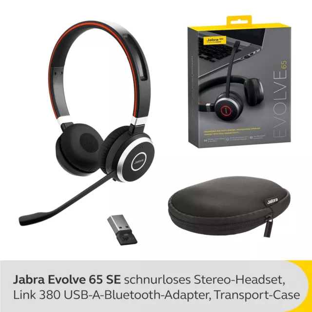 Headset Jabra Evolve 65 SE Schnurlos Stereo Bluetooth Mikrofon schwarz B-WARE 2