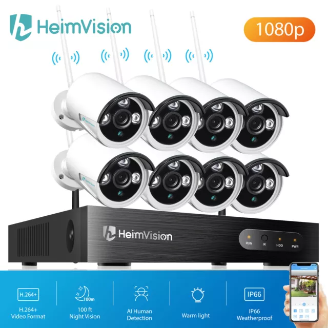 HeimVision HM241 1080P 8CH NVR Outdoor Wireless Security Camera System WIFI IP