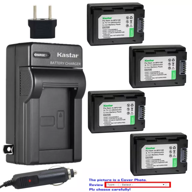 Kastar Battery Travel Charger for Samsung IA-BP210E Samsung SMX-F40BN SMX-F40LN