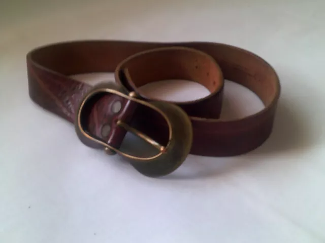 EUC wide Ital leather belt BRAVE BELTWORKS CANADA 32 brass buckle