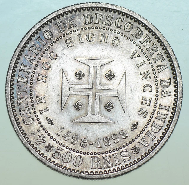 Portugal, Carlos I Silver Prooflike 500 Reis, 1898 Coin Bu