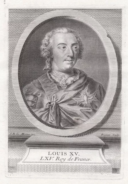 Ludwig XV Louis König Frankreich Roi King France Anjou Portrait Kupferstich