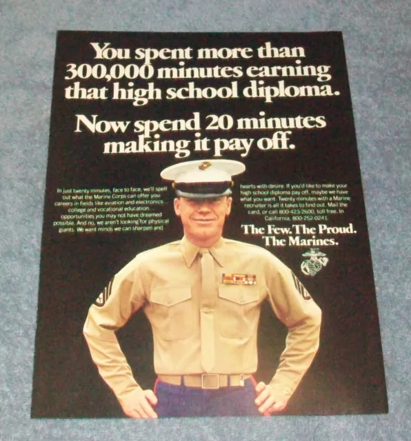 1977 United State Marines Vintage Recruitment Ad "You Spent More Than 300,00 Min