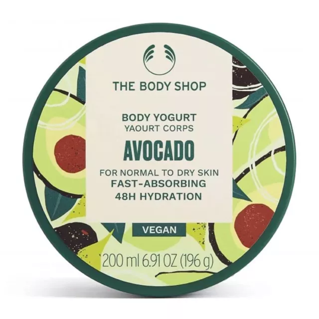 The Body Shop Avocado Vegan Body Yogurt for Normal to Dry Skin, Instant 48hr moi