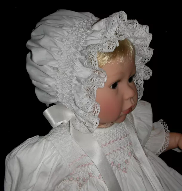 FREE SHIPPING _ NEW Smocked Baby's Bonnet - Stella _ From Preemie to 18 m