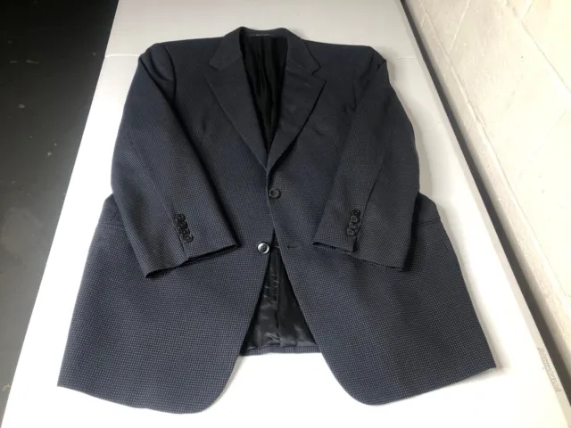 Men's Vintage ARMANI COLLEZIONI Black Blue Wool Sport Coat Suit Jacket Size 44R