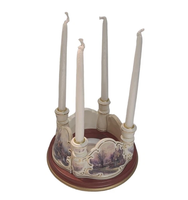 Thomas Kinkade Table Candle Centerpiece 9 Pc 2002 Set Lighting the Way Home