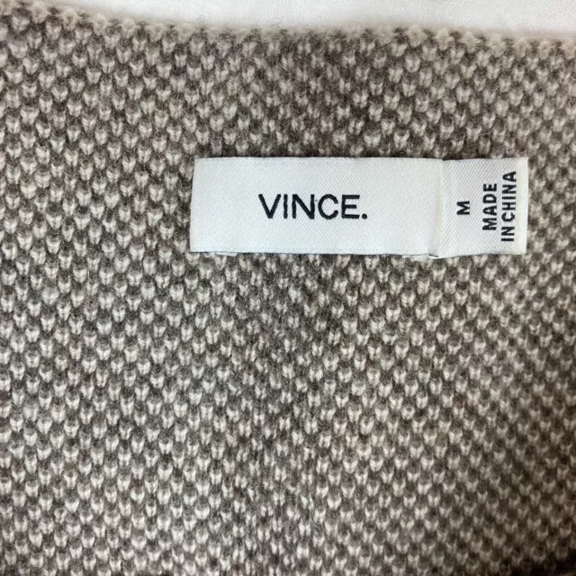 Vince Women's Sz Medium Colorblock Beige Intarsia Cashmere Wool Pullover Sweater 2
