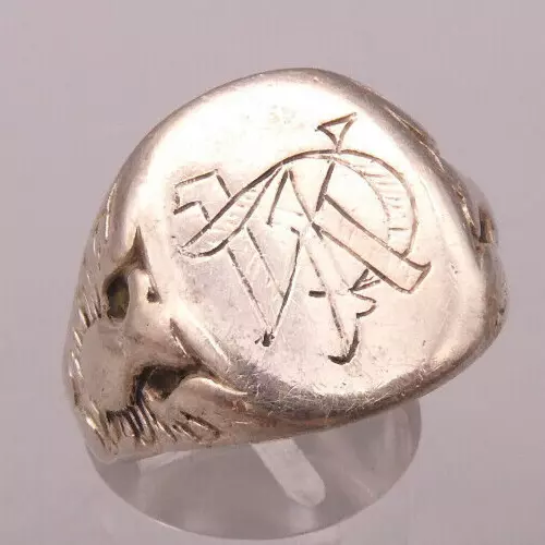 Ring Silber 925 ART DECO Siegelring ADLER seitlich Monogrammbuchstaben