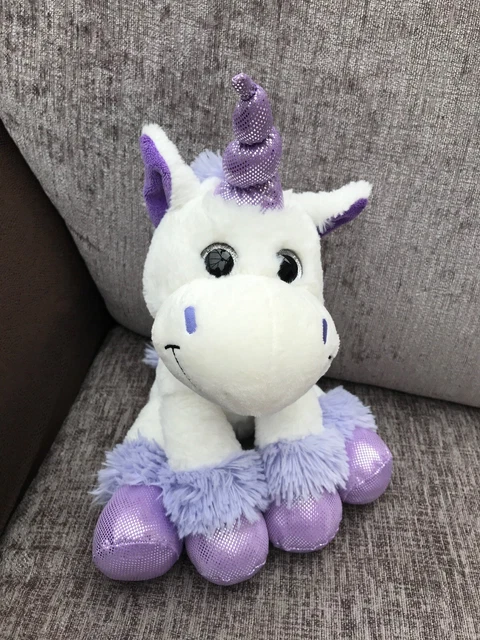 TESCO CUDDLE ME purple White Lilac Magical Unicorn Soft Toy 12
