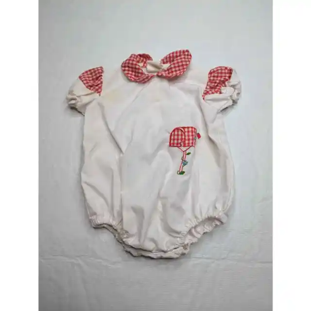 Vintage Nannette Baby Girls Sz 0-3M Romper Bodysuit Embroidered Mailbox