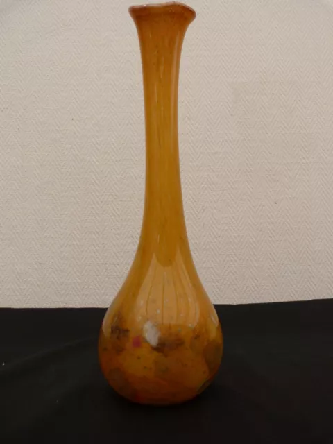 Beau Grand Vase Soliflore En Pâte De Verre souflé En trés Bon État H 29 cm