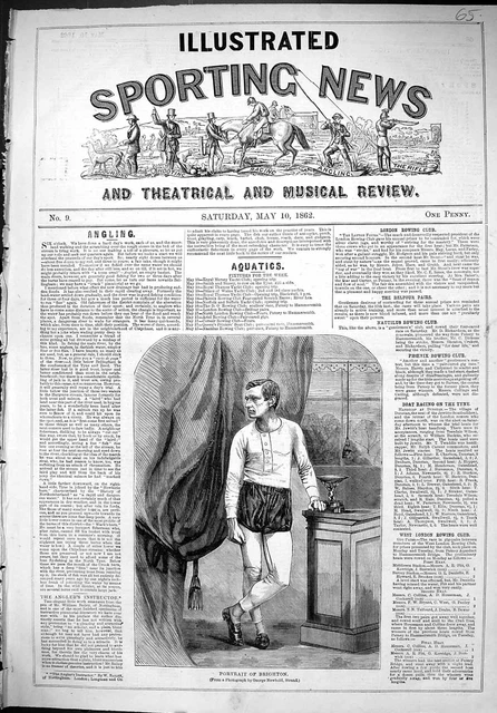 Original Old Antique Print 1862 Portrait Brighton Sport Trophy Man Victorian