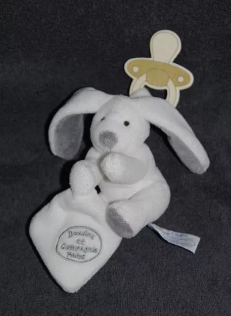 Peluche Doudou Lapin Blanc DOUDOU ET COMPAGNIE Mouchoir Tétine 11 Cm Assis NEUF