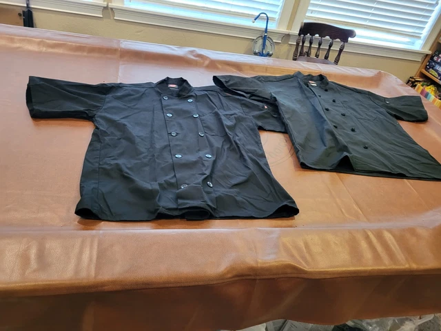 LOT OF 2 NEW!  Ritz Kitchen Wears Mens Chef Jacket COAT Short Sleeve Black SZ XL