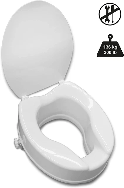 Sollevamento sedile WC PEPE con coperchio 10 cm, rialzo sedile WC, sedile WC 2