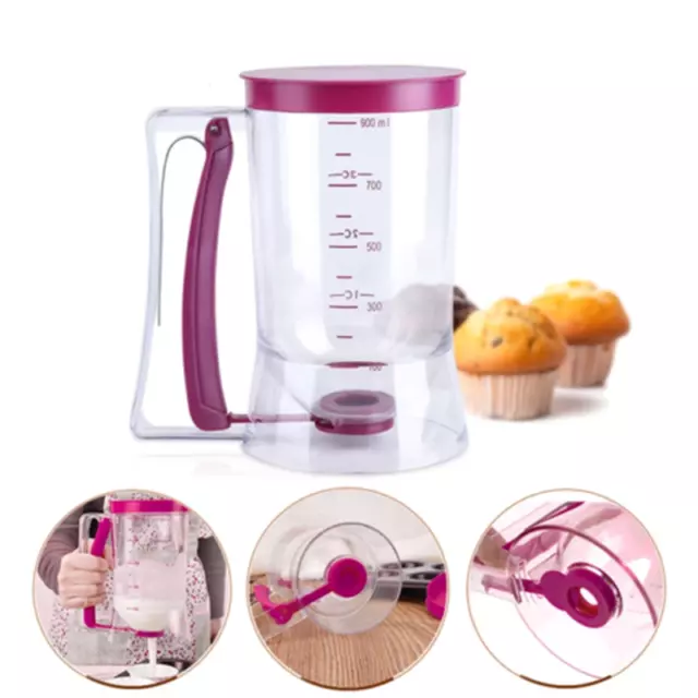 900ml Batter Dispenser Cupcake Pancake Muffin Measuring Baking Kitchen Mix Tool