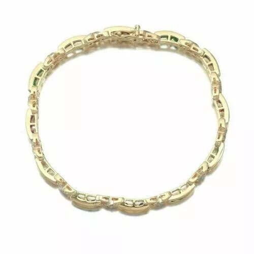 Bracelet de tennis plaqué or jaune 14 carats avec saphir taille princesse... 3