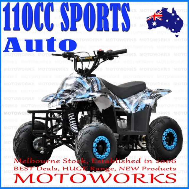 MOTOWORKS 110CC sports Auto ATV QUAD Dirt Bike Gokart 4 Wheeler Buggy kids blue