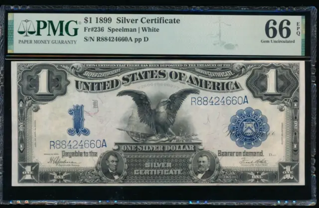 AC Fr 236 1899 $1 Silver Certificate PMG 66 EPQ .. Gem Uncirculated !!!