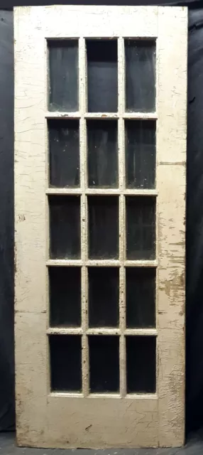 30"x84" Antique Vintage Old Wood Wooden Exterior French Door 15 Windows Glass