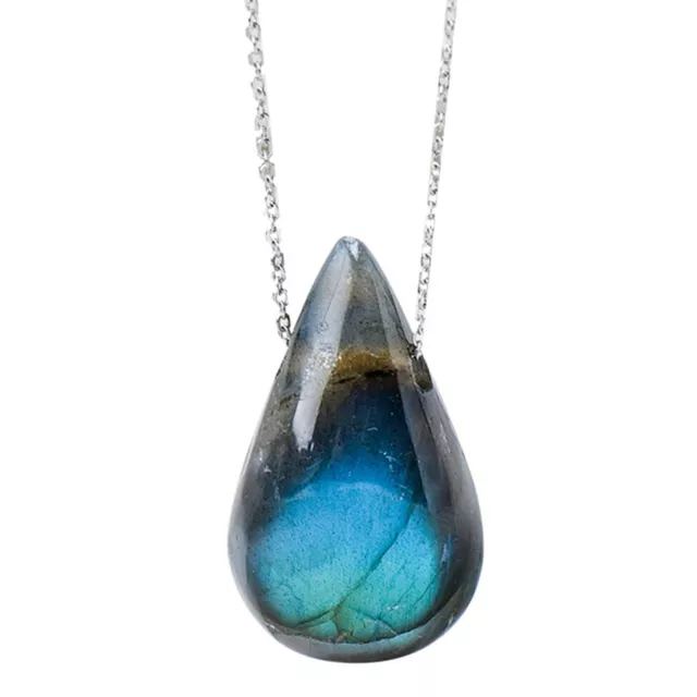 Mens Women Natural Labradorite Necklace Pendant Crystal Healing Stone Moonstone