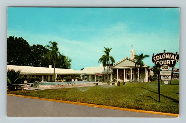 Melbourne FL-Florida, Colonial Court Antique Vintage Souvenir Postcard