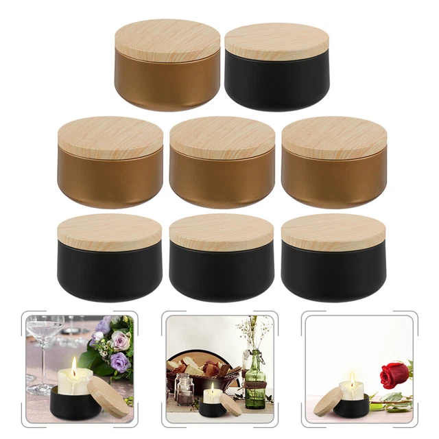 8 piezas Recipiente de galletas con tapa Recipiente con cierre Metal Madera Viajes