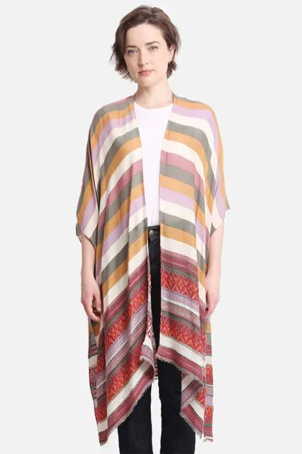 ScarvesMe Fashion Striped Print Kimono Ruana Wrap Cover up