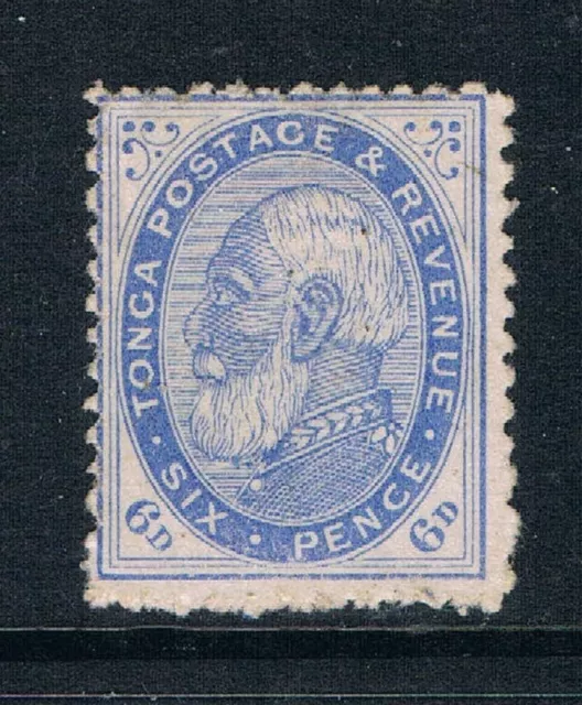 Tonga 1886 - 6d KGI Portrait - Blue - 12½x12½ - SC 3a [SG 3] MINT - B3