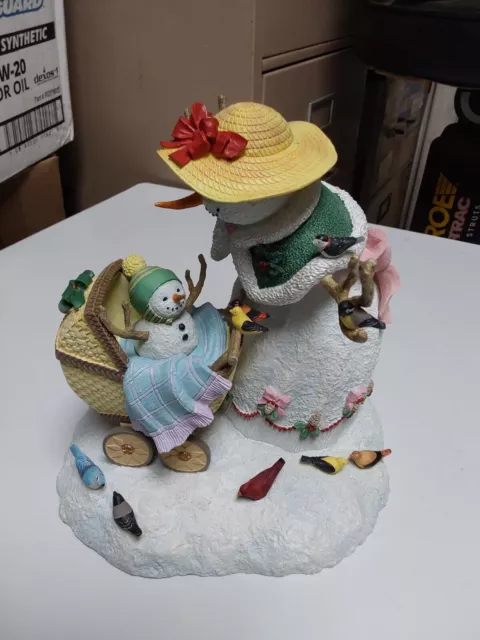 Lenox Snowman Collection Figurine A Stroll With Friends Mother Baby Birds Spring