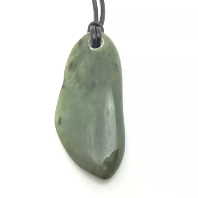Siberian Nephrite Jade Pebble Pendant Green Stone Necklace Siberia Russia #87