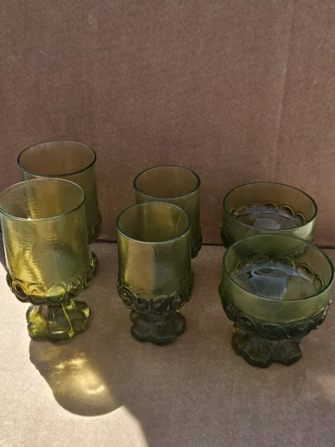 Lot De 9 Verres Vintage Woodstock Par Tiffin-Franciscan - Verre élégant Des Années 50, États-Unis