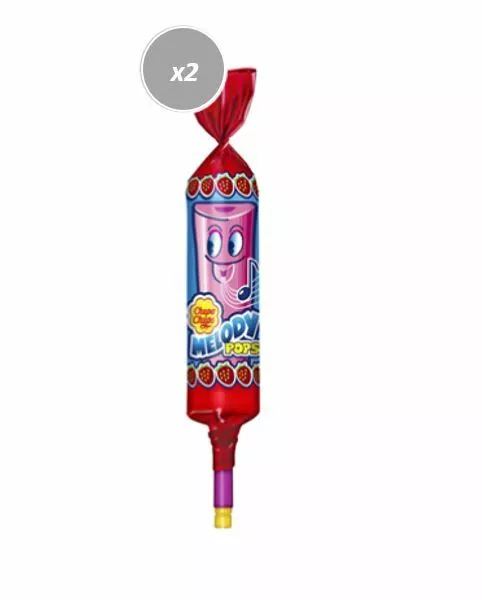 910368 2 x 15g LOLLIPOP CHUPA CHUPS MELODY POPS PLAY REAL MUSIC STRAWBERRY FLAV