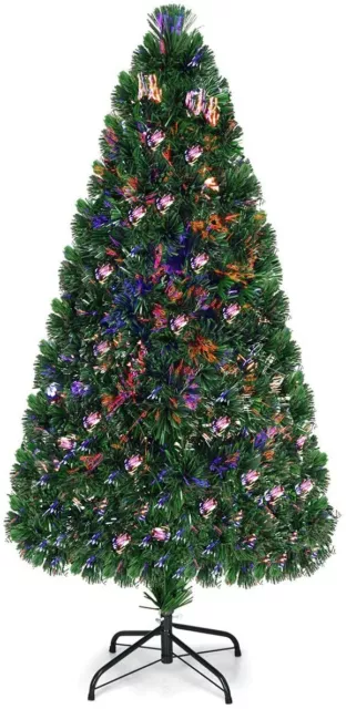 Árbol de Navidad Artificial Iluminado con Soporte con Cambiador de Color deFibra