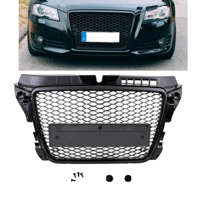 Kühlergrill Waben für PDC Schwarz Glanz für Audi A3 8P Facelift 08-13 nicht RS3