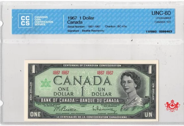 1967 Bank Of Canada 1$ Beattie/Rasminsky - CCCS UNC60 -