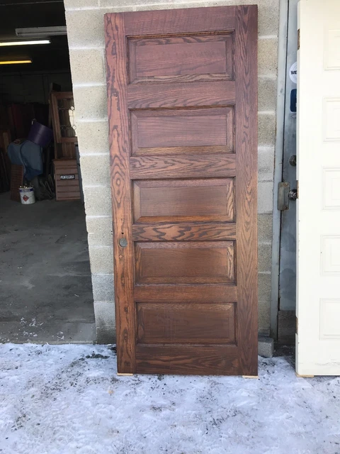 MARW6 antique oak raised panel Refinished passage door 33.5 x 82.75 x 1.75