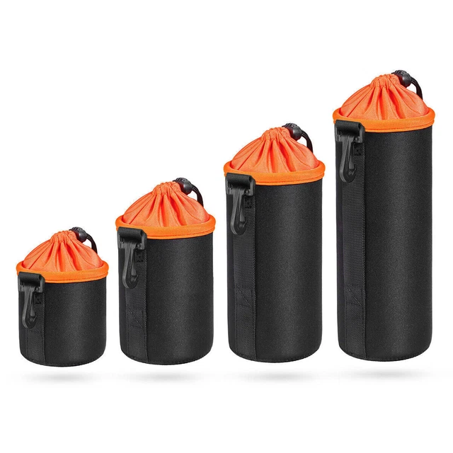 Waterproof Soft Neoprene Camera Lens Pouch Bag Drawstring Protector Case UK