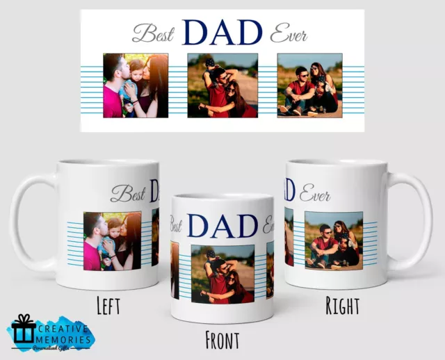 Personalised Photo Mug - Birthday Fathers Day - Cup - Dad - Gift - Lines Design