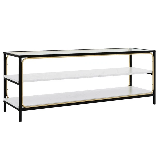 3-Tier TV Stand Entertainment Center W/ Tempered Glass Top TV's up to 50" Table 3-Tier TV Stand Entertainment Center W/ Tempered Glass Top TV's up to 50" Table