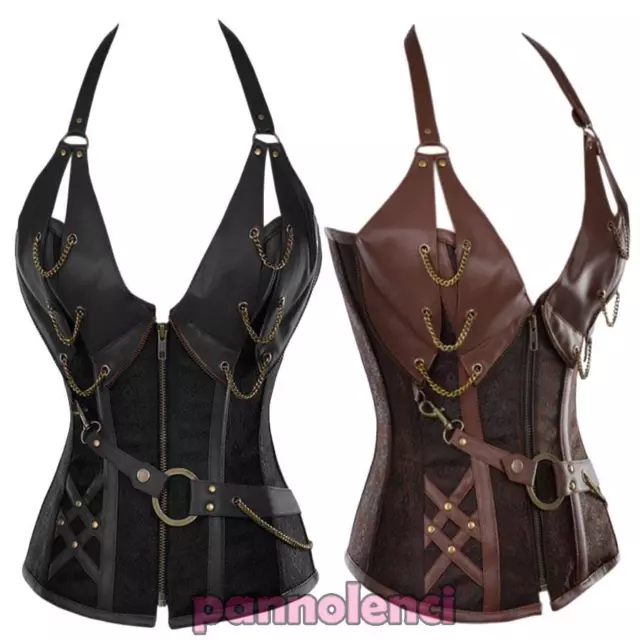 Corset Femme Ceinture Cuir Écologique Steampunk Bustier Neuf DL-1864