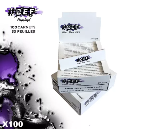 Lot De 100 Carnets 33 Feuilles À Rouler #DEF Papelard® King Size Slim Edition